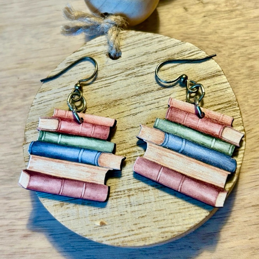 Colorful Book Stack Earrings- perfect gift for teachers or avid readers!!